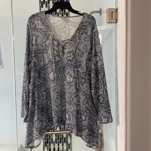 Avenue Lace up Paisley Blouse